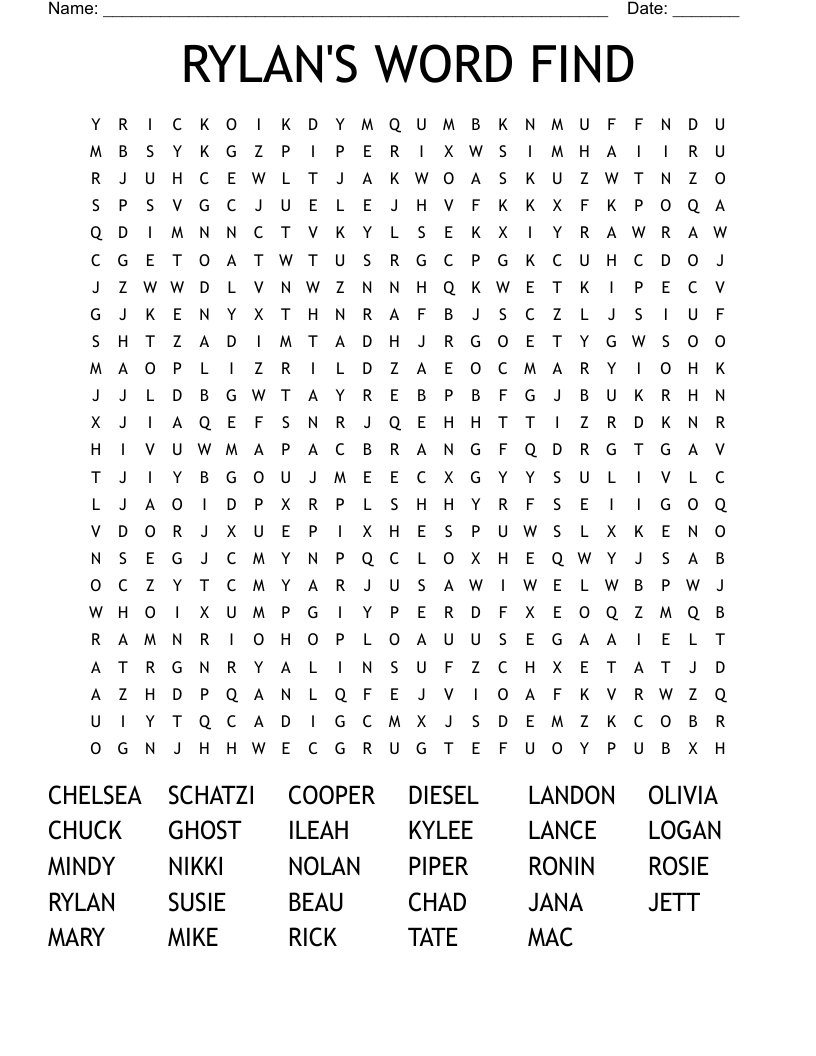 RYLAN'S WORD FIND Word Search