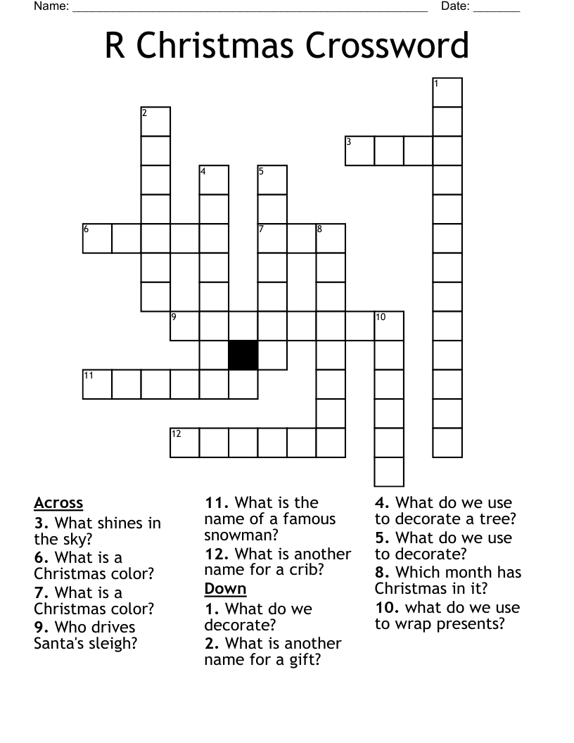 R Christmas Crossword