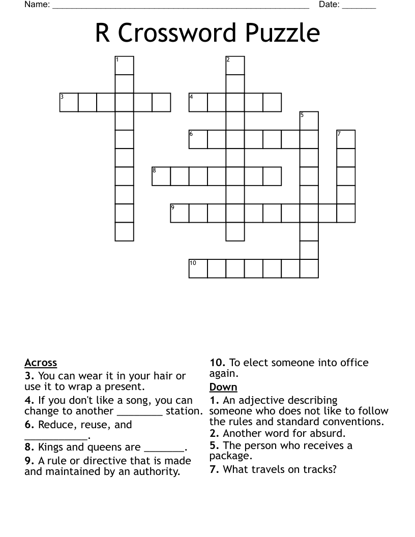 R Crossword Puzzle