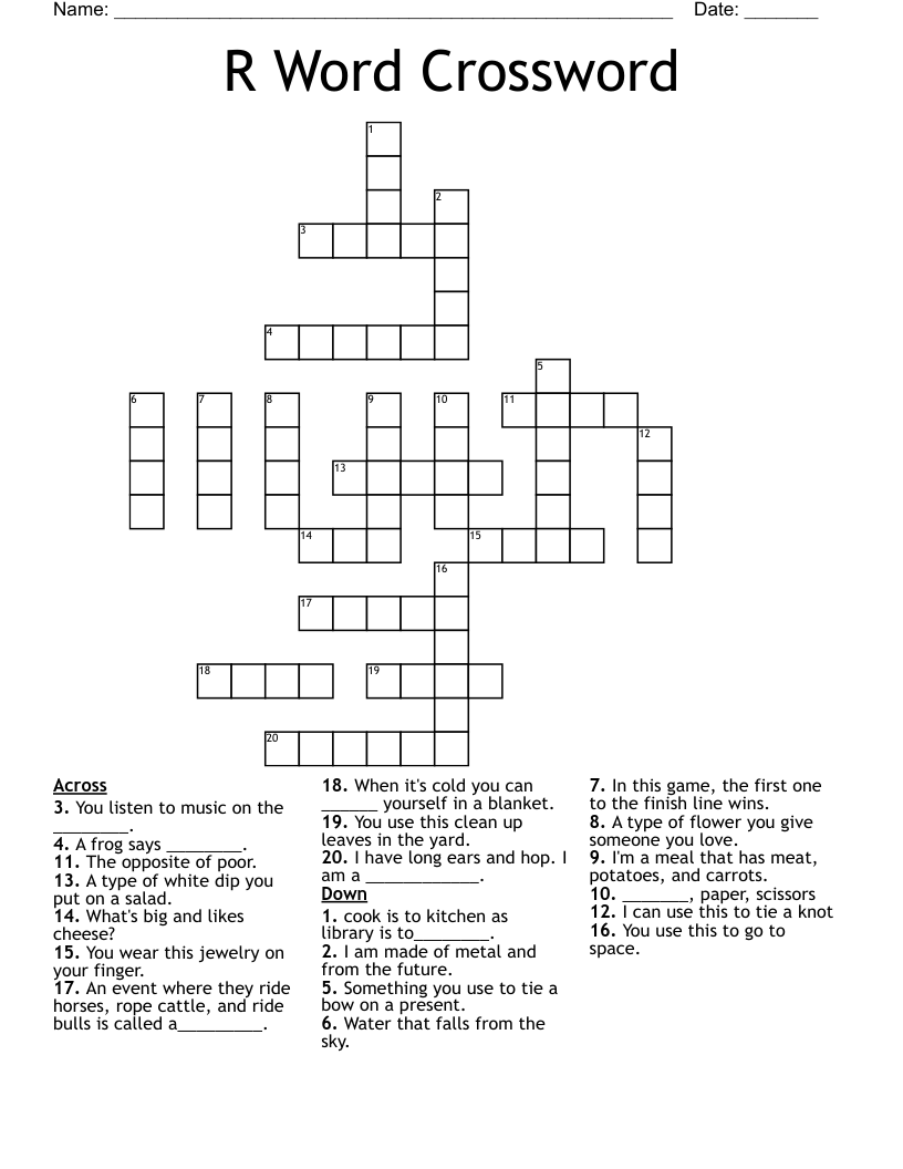 R Word Crossword