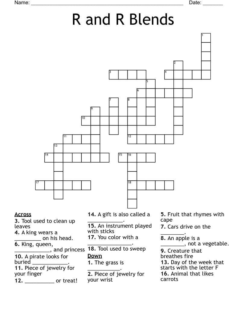 R and R Blends Crossword