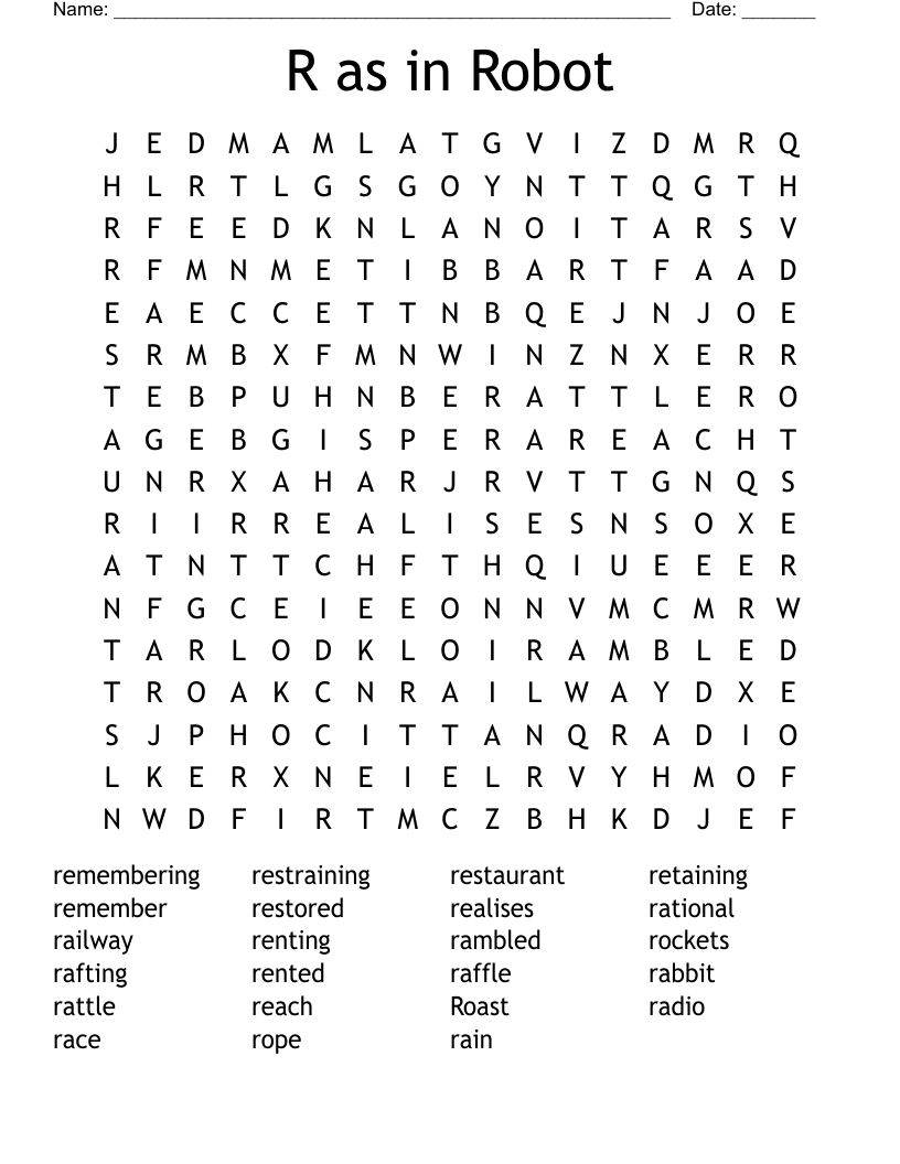 R as in Robot Word Search
