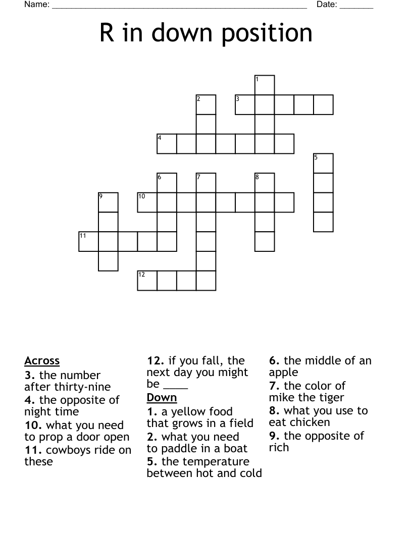 R in down position  Crossword