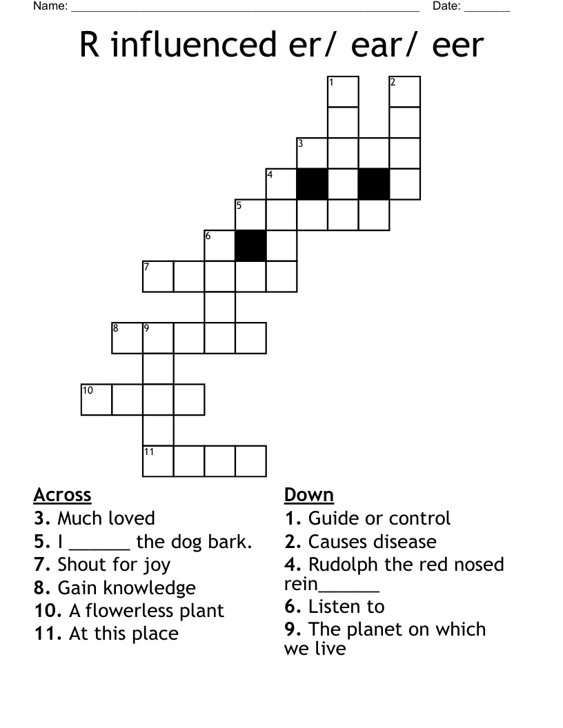 R influenced er/ ear/ eer Crossword
