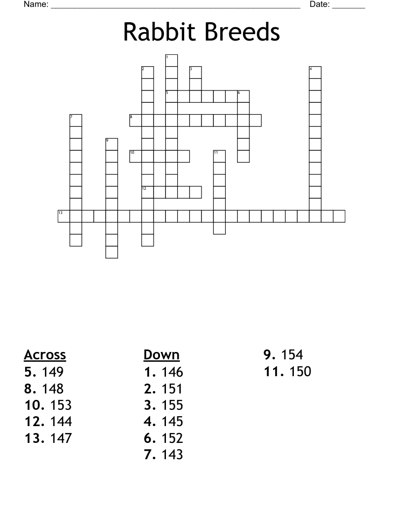 Rabbit Breeds Crossword