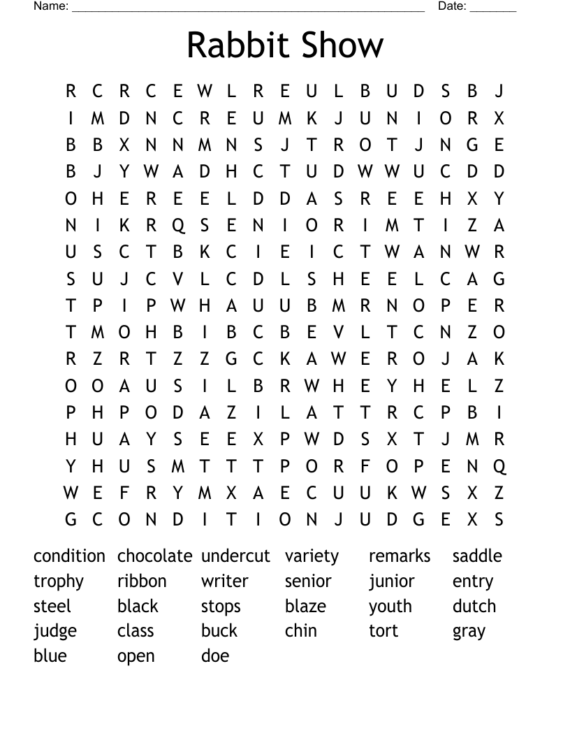 Rabbit Show Word Search