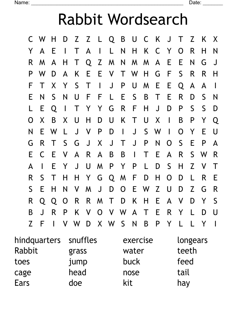 Rabbit Wordsearch