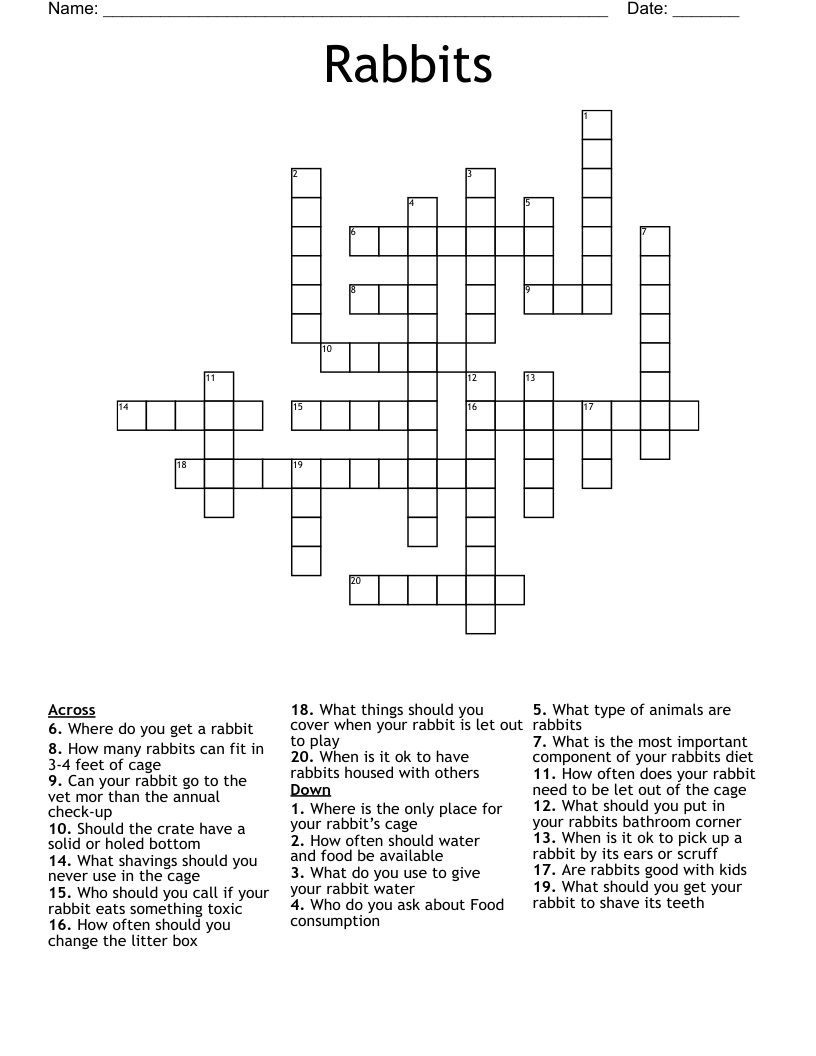 Rabbits Crossword