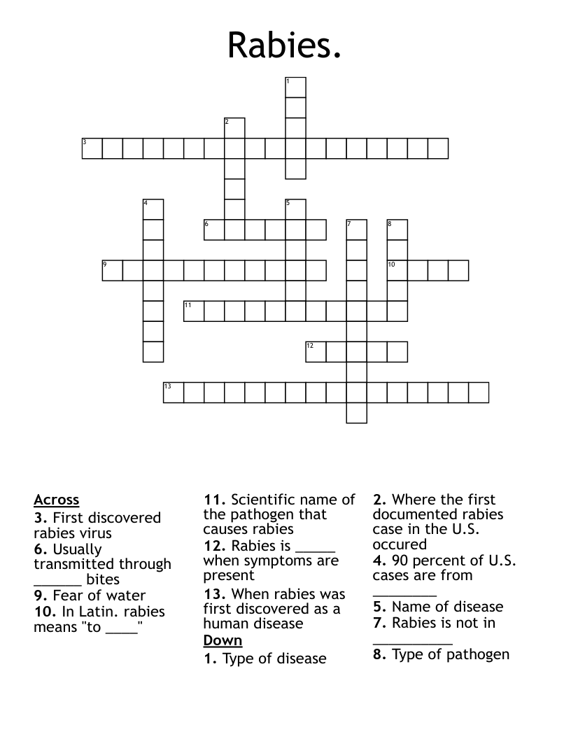 Rabies. Crossword
