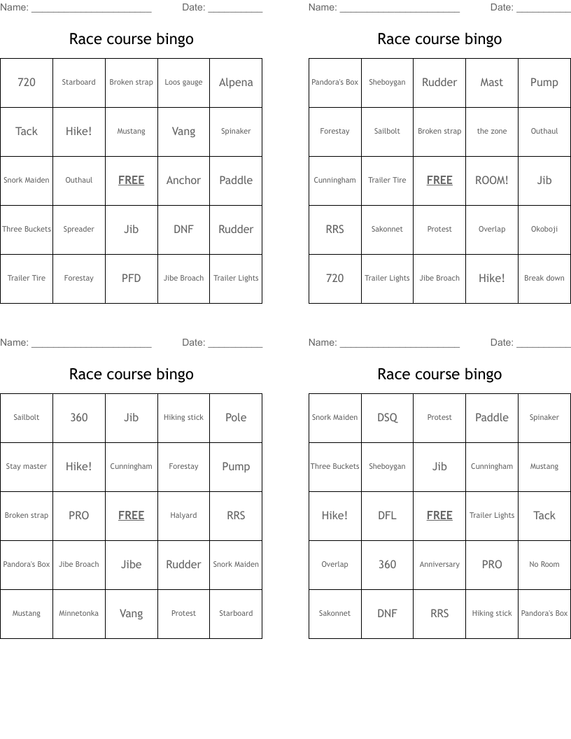Race course bingo
