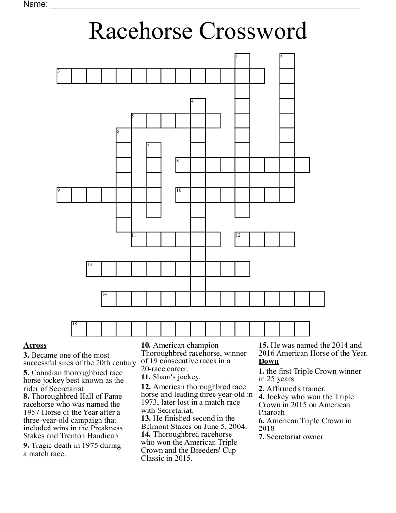 Racehorse Crossword