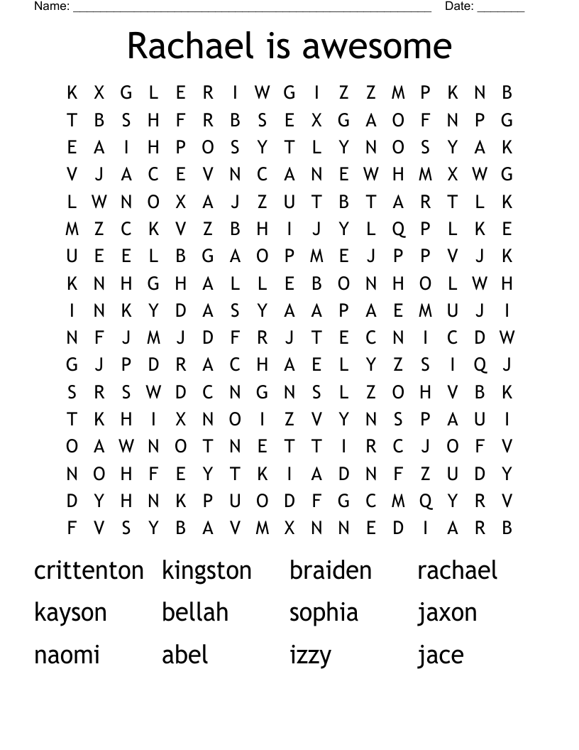 Rachael is awesome Word Search