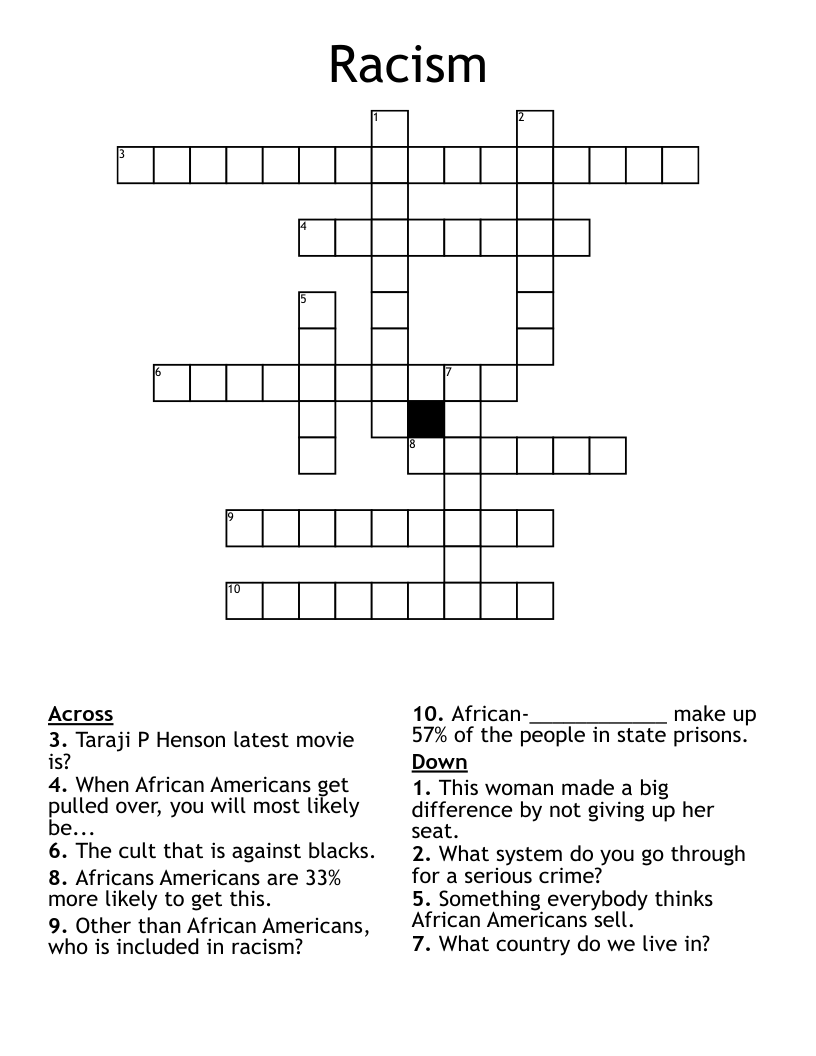 Racism Crossword