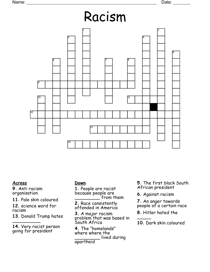 Racism Crossword