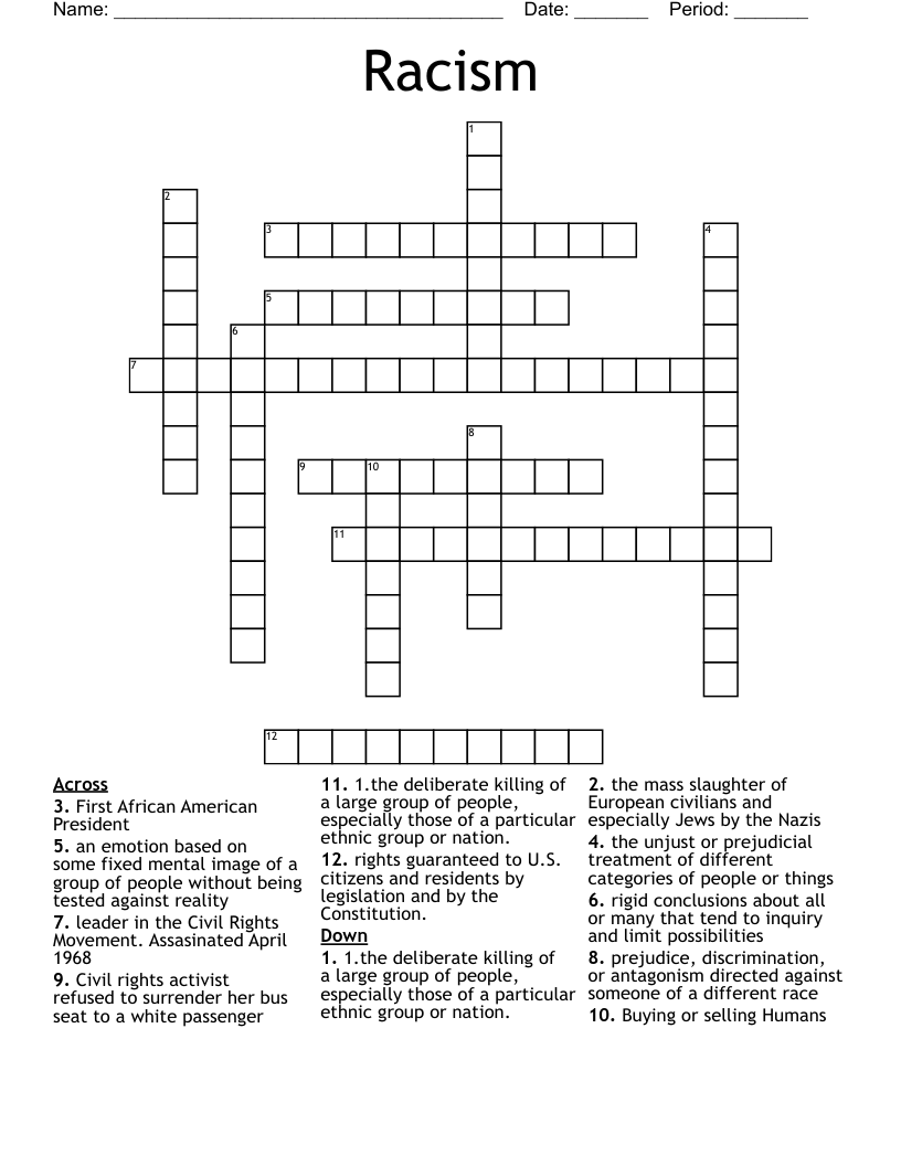 Racism Crossword