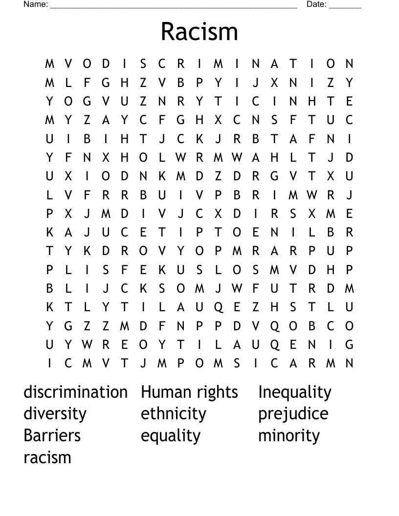 Racism  Word Search