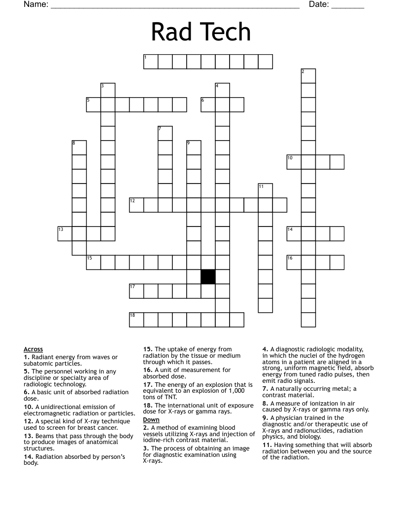 Rad Tech Crossword