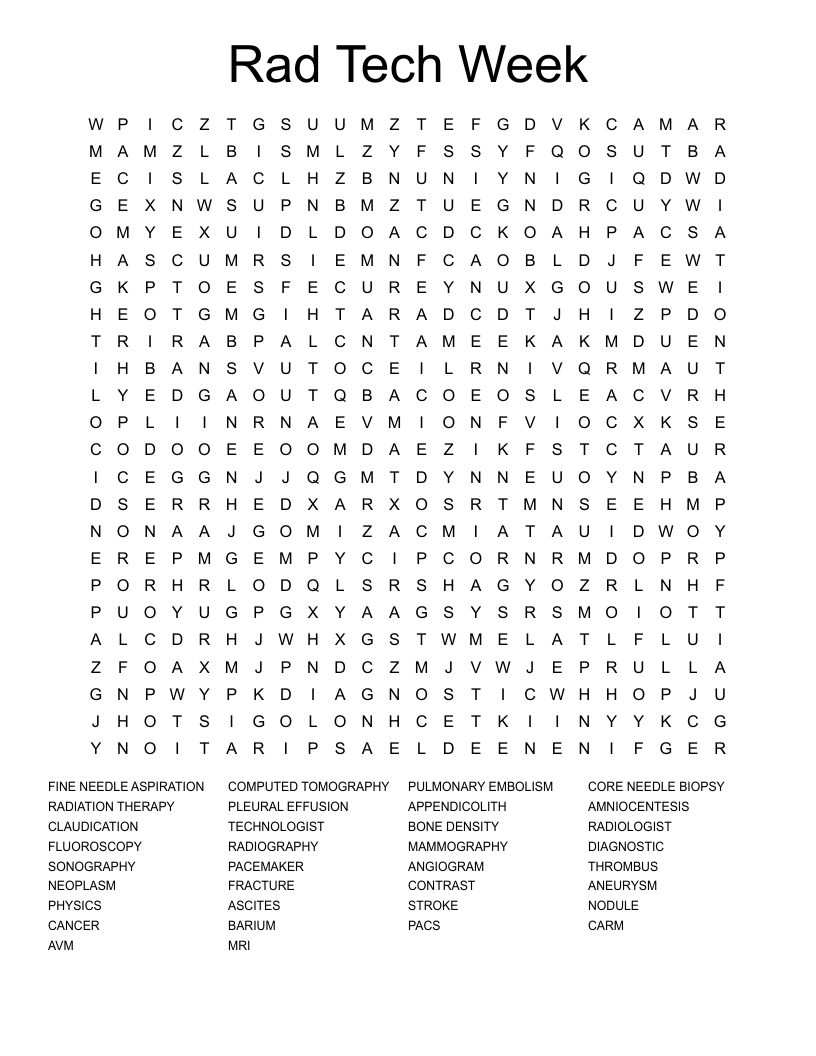 Rad Tech Week Word Search