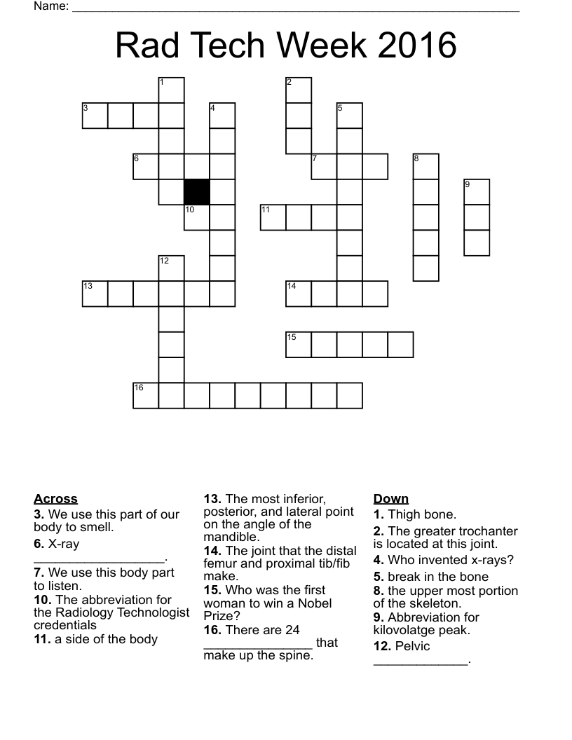 Rad Tech Week 2016 Crossword