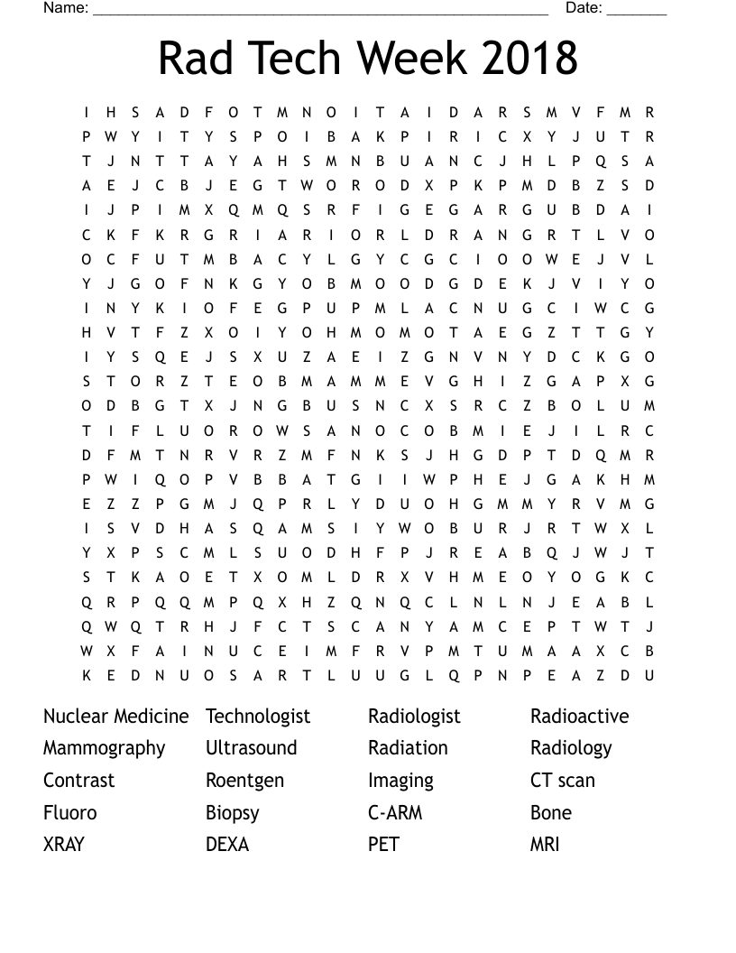 Rad Tech Week 2018 Word Search