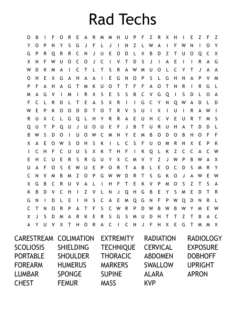 Rad Techs Word Search