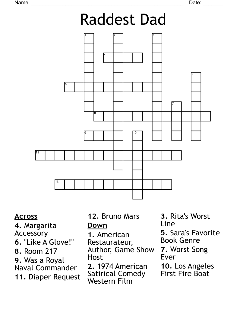 Raddest Dad Crossword