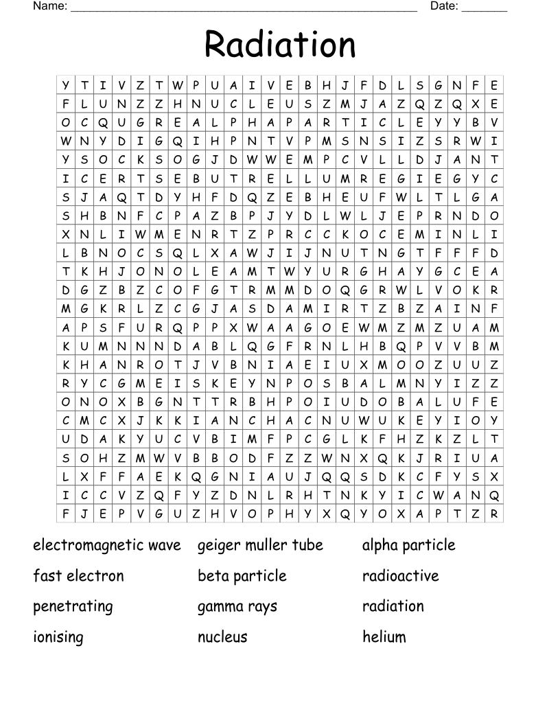Radiation Word Search