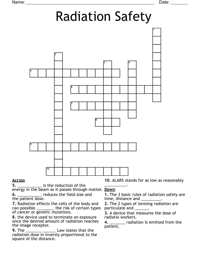Radiation Safety Crossword