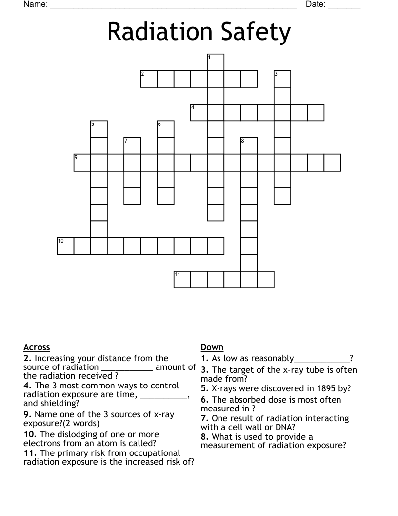 Radiation Safety Crossword