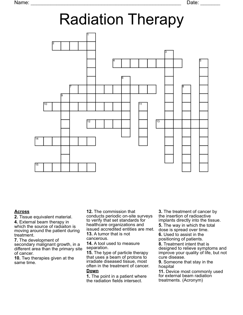 Radiation Therapy Crossword