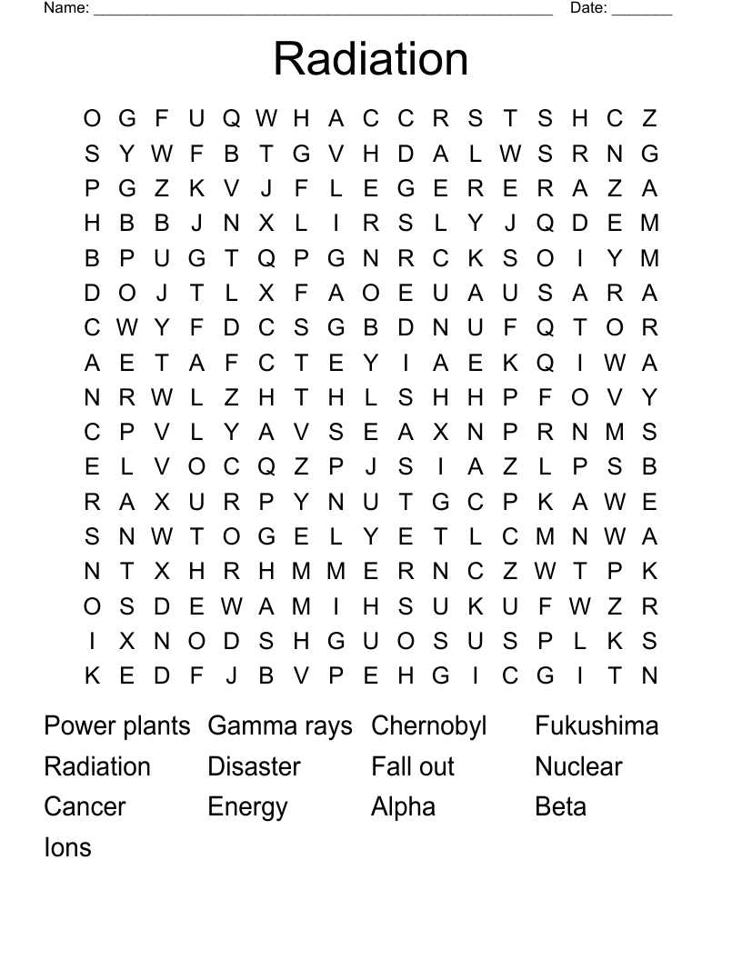 Radiation  Word Search
