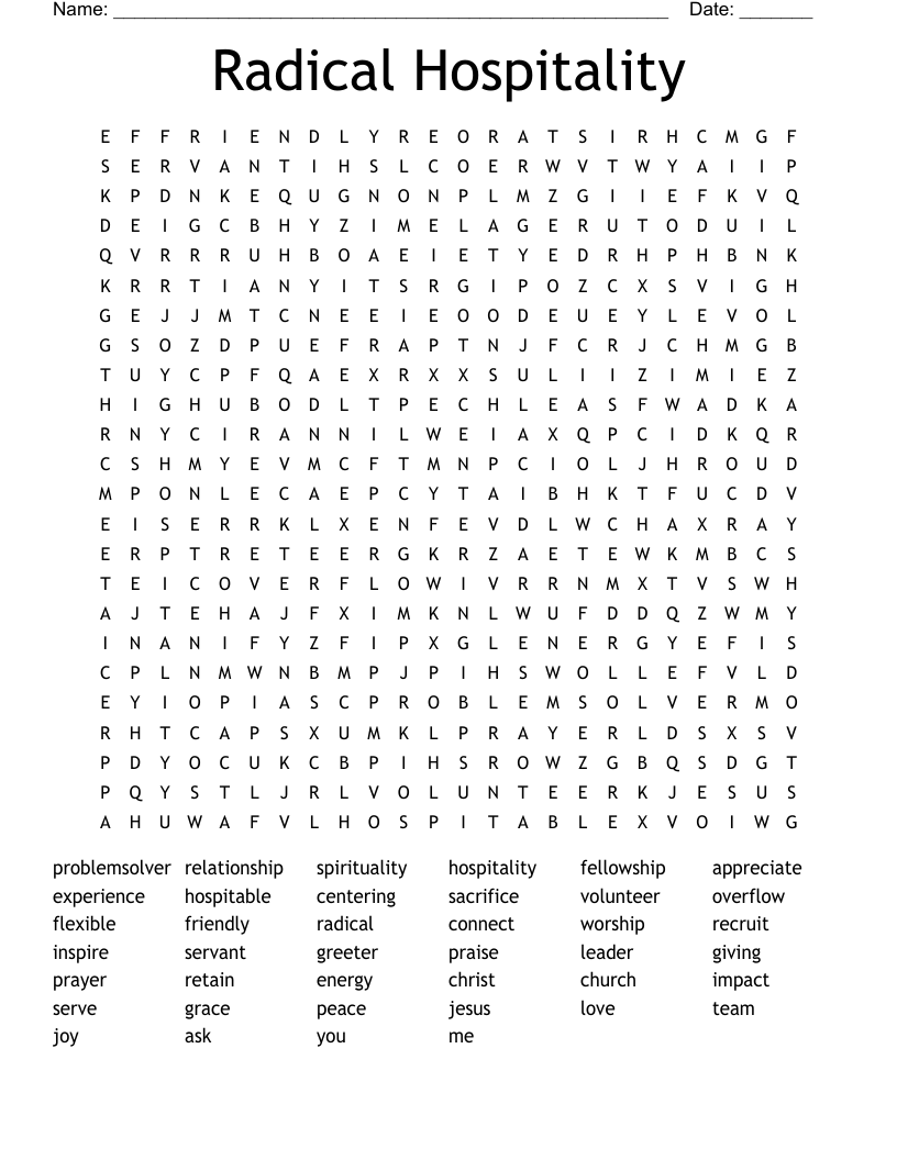 Radical Hospitality Word Search