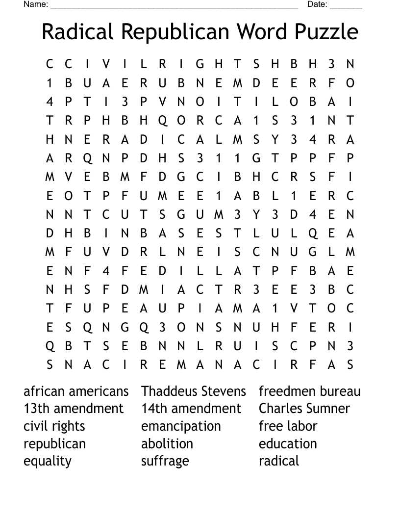 Radical Republican Word Puzzle Word Search