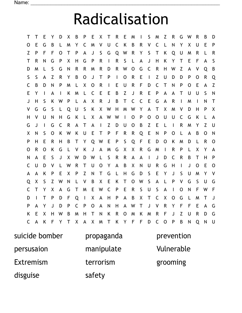 Radicalisation Word Search