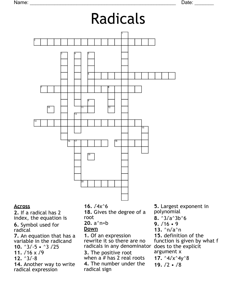 Radicals Crossword