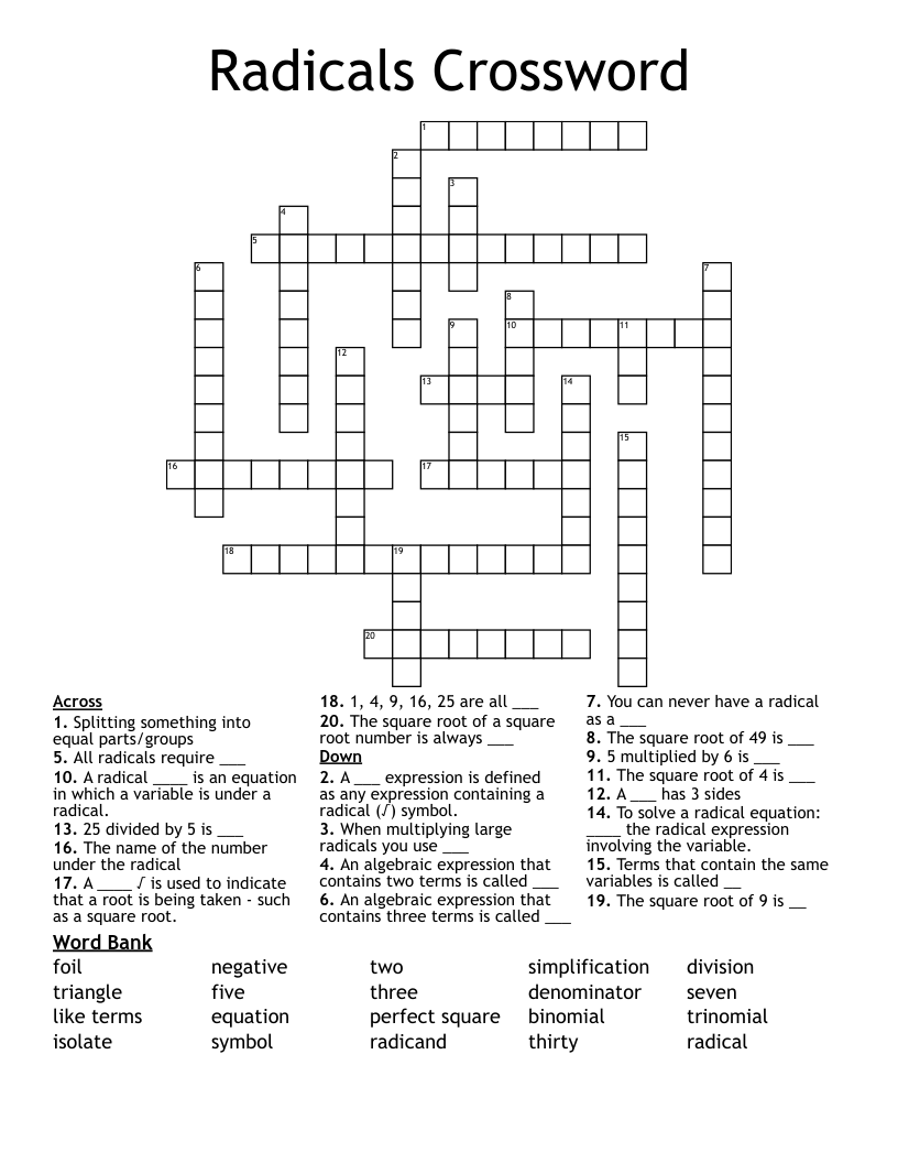 Radicals Crossword