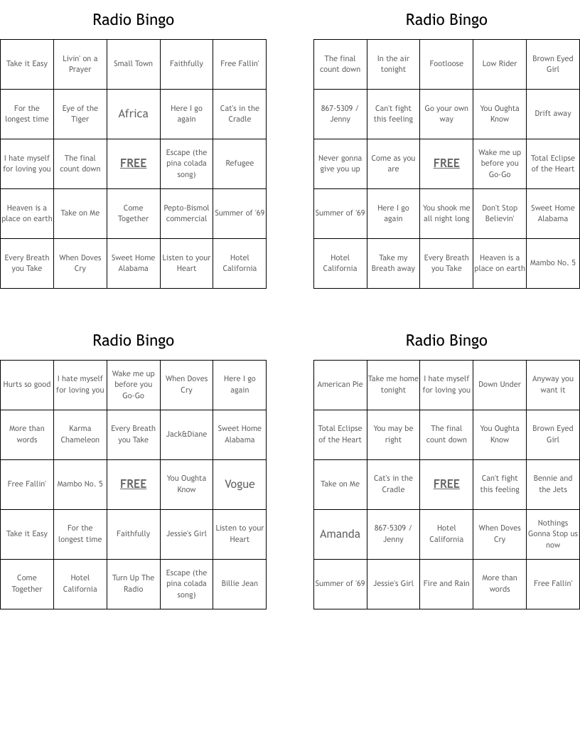 Radio Bingo