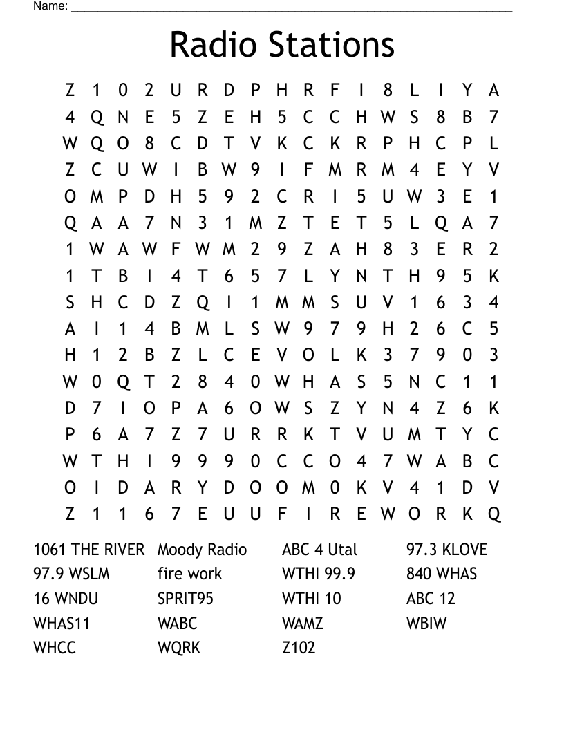Radio Stations Word Search