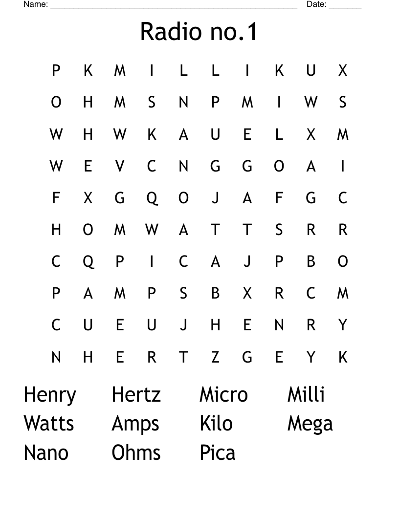 Radio no.1 Word Search