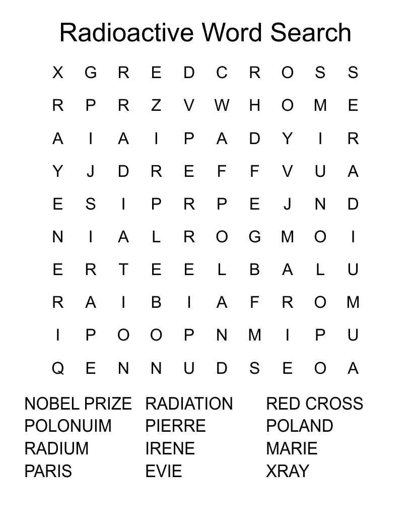 Radioactive Word Search