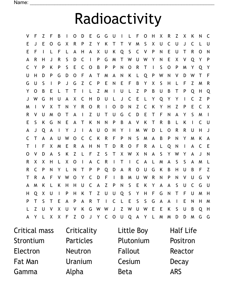 Radioactivity Word Search