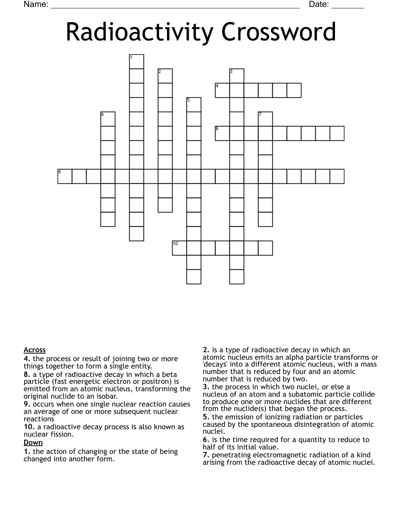 Radioactivity Crossword