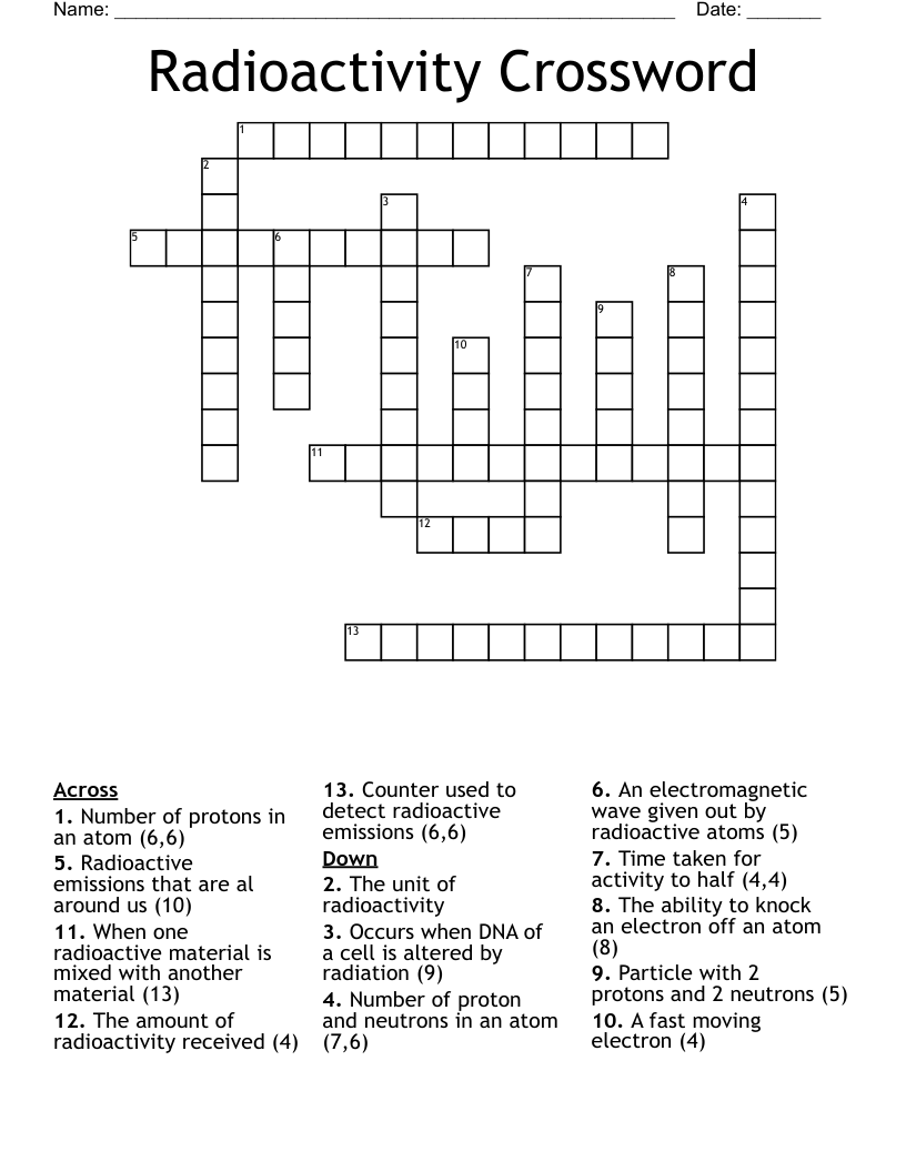 Radioactivity Crossword
