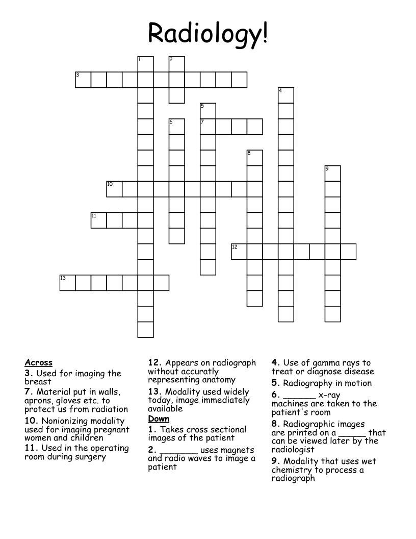 Radiology! Crossword