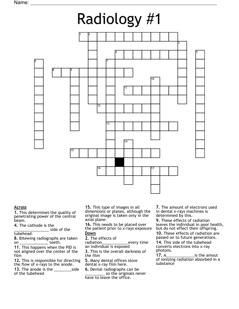 Radiology #1 Crossword