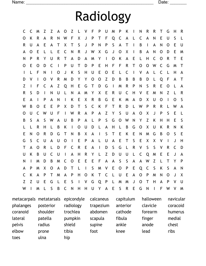 Radiology Word Search