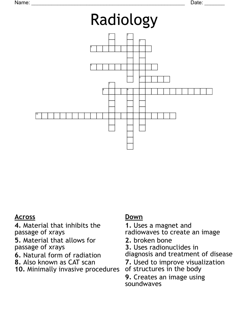 Radiology Crossword