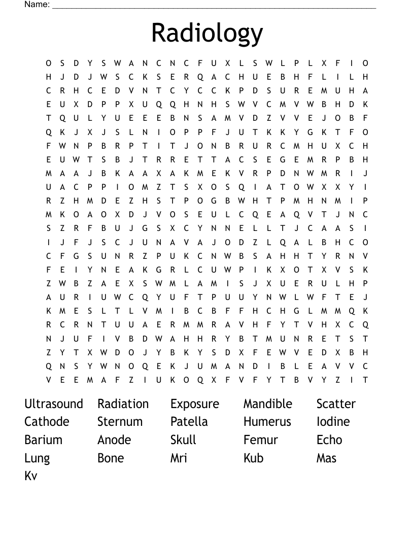 Radiology Word Search