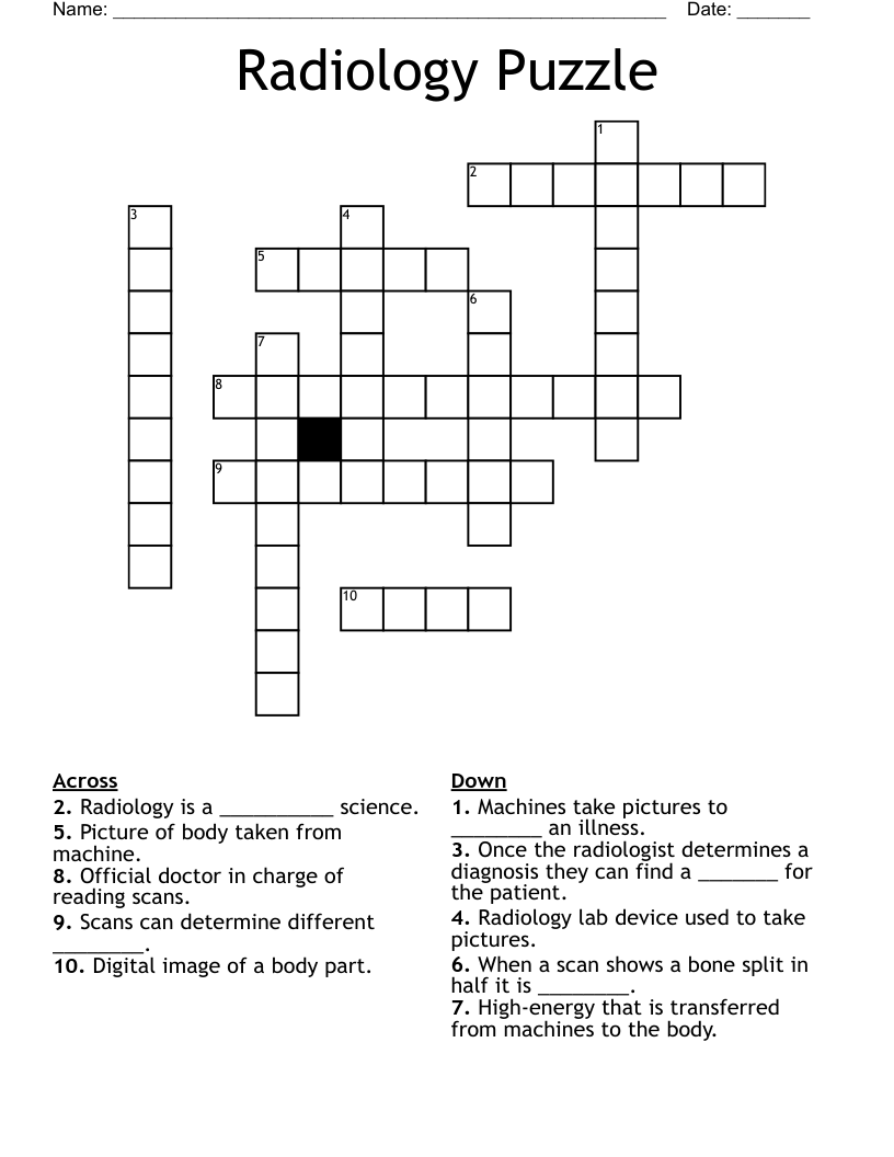 Radiology Puzzle Crossword