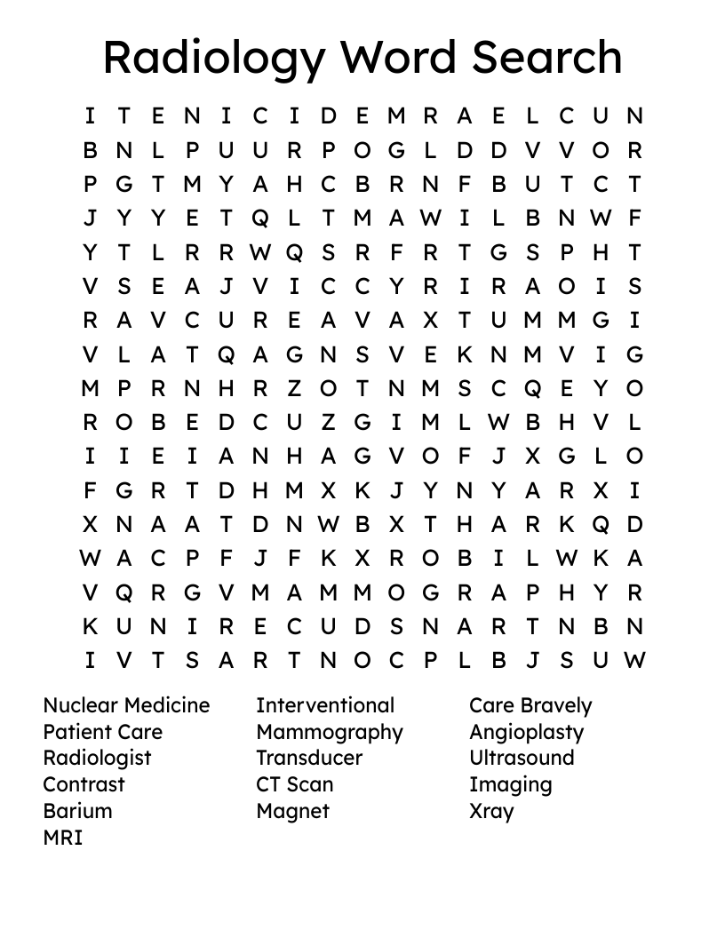 Radiology Word Search